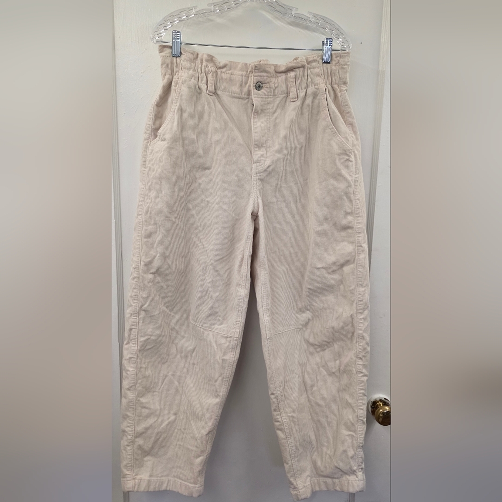American Eagle Corduroy Barrel Pants Women’s 8 Regular Ivory High Rise
